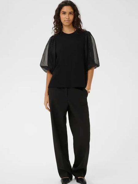 Black Georgette Sleeve Top By Soaked