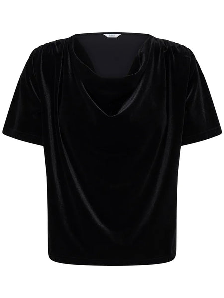 Black Cowl Neck Velvet Top by B Young