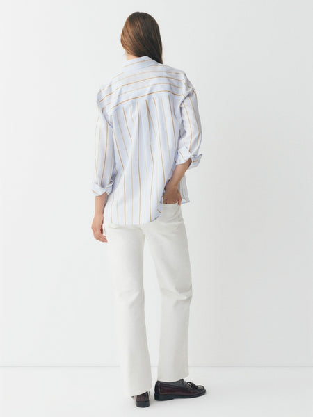 Blue/Camel Stripe Loose Shirt by Ese O Ese