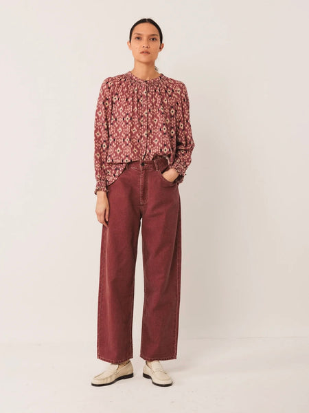 Rose Ikat Pleated Blouse by Indi and Cold