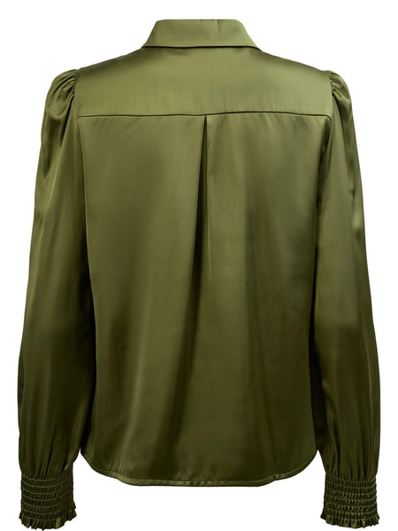 Olive Green Satin Blouse by Numph