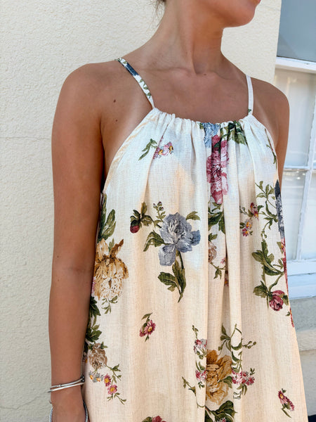 Champagne Floral Sundress by Black Colour