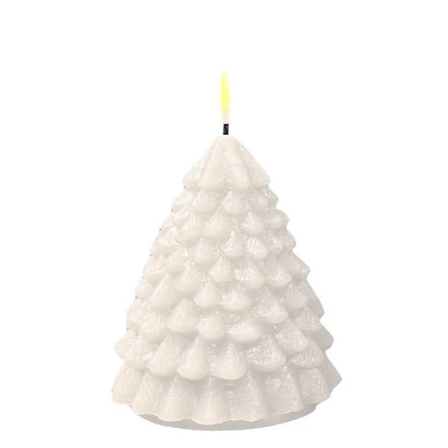 Unique LED Cream Christmas Tree Candle Small 11cm By Deluxe