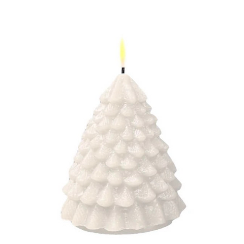 Unique LED Cream Christmas Tree Candle Small 11cm By Deluxe