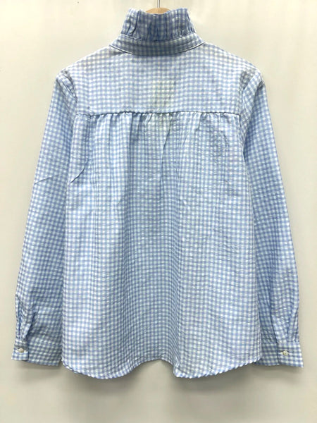 Blue Gingham Frill High Collar Blouse By Lili and Lala