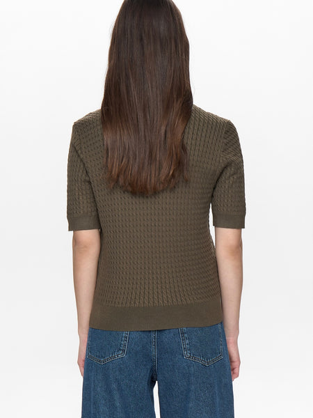 Khaki Short Sleeve Knitted Polo By Nümph