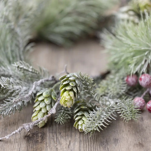 Foliage & Red Berry Snowy Candle Ring By Grand Illusions