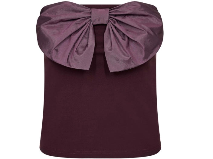Burgundy Velvet Bow Top by Co’Couture