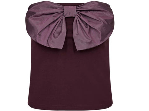Burgundy Velvet Bow Top by Co’Couture