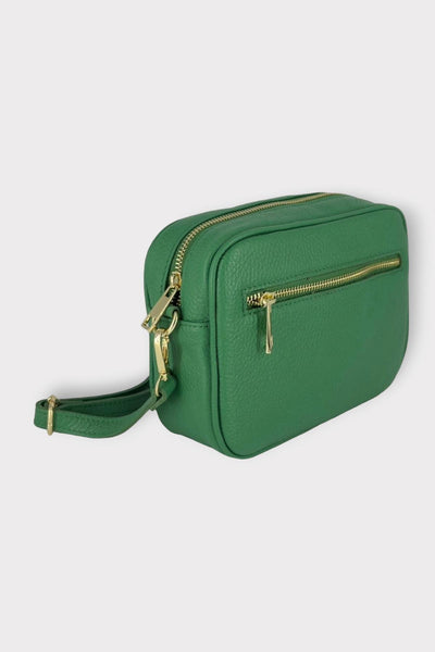 Green Leather Zip Camera Bag