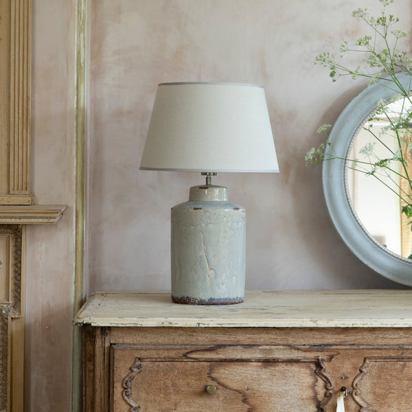 Ceramic Tilos Lamp with Cream Shade
