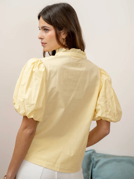Butter Yellow Puff Sleeve Blouse by Lovie and Co