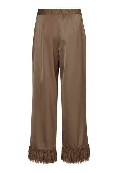 Walnut Feather Satin Trousers by Co Couture