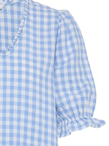 Blue Gingham Linen Mix Dress by B Young