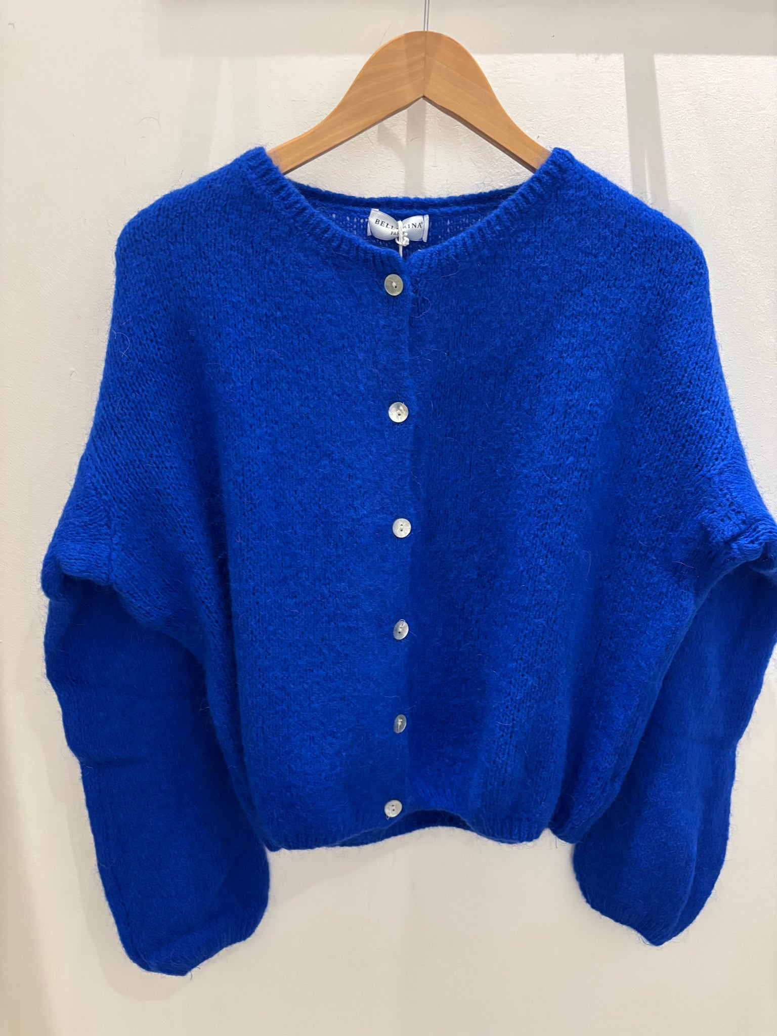 Electric Blue Mohair Long Sleeve Cardigan