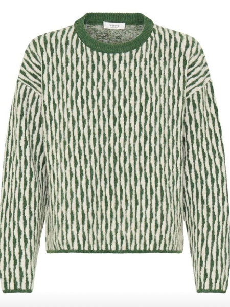 Olive Green Geometric Jumper by B.Young