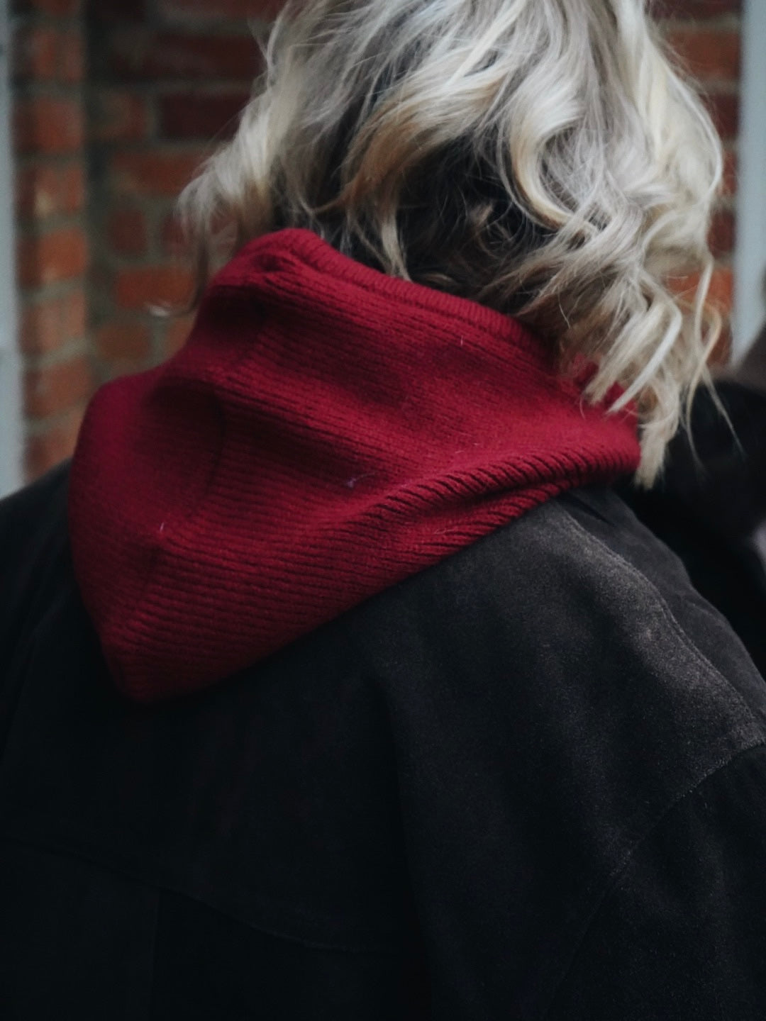 Burgundy Knitted Tie Detail Hood