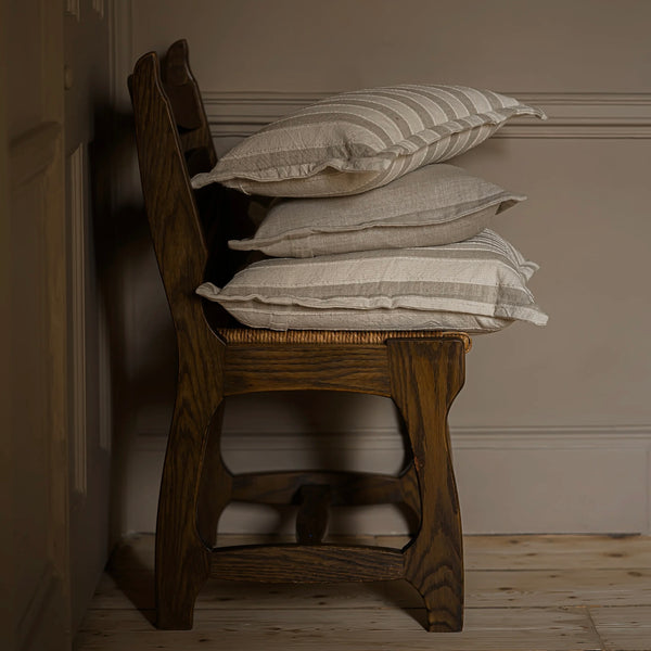 Taupe Feather Filled Woven Stripe Cushion