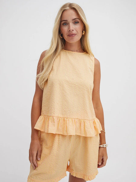 Yellow/Pink Stripe Monica Top By Fika