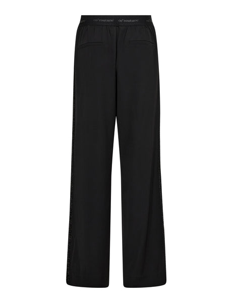 Black Logo Sequin Trousers By Co Couture