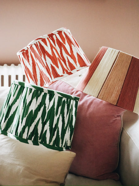 Green Scalloped Cotton Ikat Lampshade