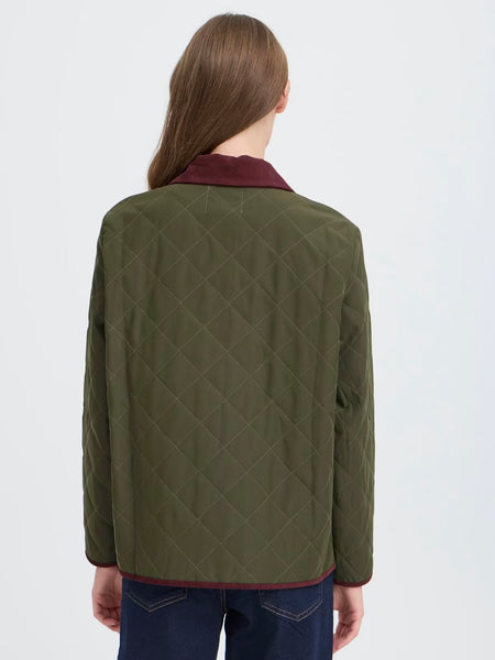 Green Quilted Cord Collar Jacket By ICHI