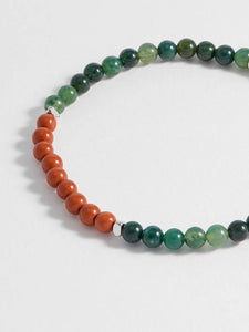 Green Moss and Red Jasper Gemstone Beaded Bracelet by Estella Bartlett