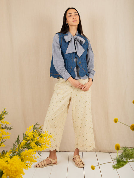 Cream Floral Aide Cropped Jean by Bonte