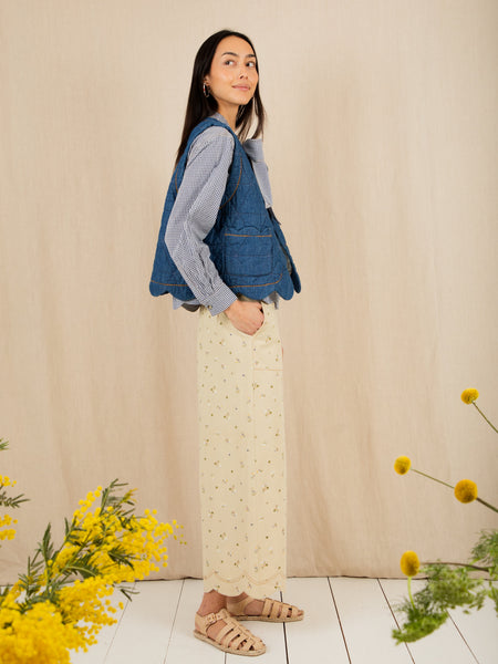 Cream Floral Aide Cropped Jean by Bonte
