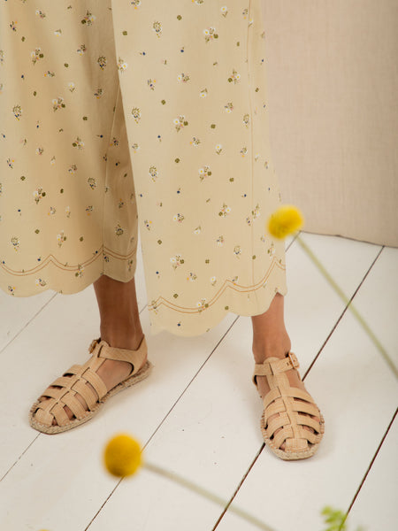 Cream Floral Aide Cropped Jean by Bonte