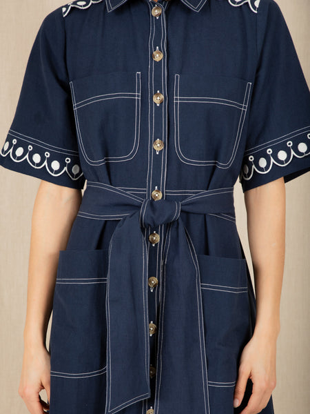 Denim Embroidered Andie Shirt Dress by Bonte