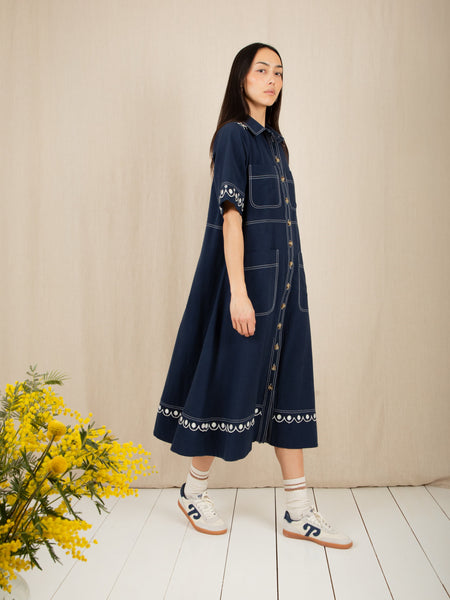 Denim Embroidered Andie Shirt Dress by Bonte