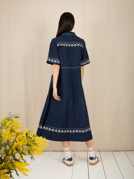 Denim Embroidered Andie Shirt Dress by Bonte