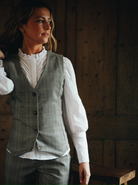 Grey Check Waistcoat by Black Colour