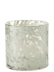 Grey/White Glass Hurricane Candle Holder