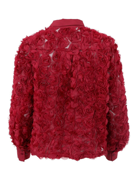Burgundy Georgette Rose Blouse by Black Colour