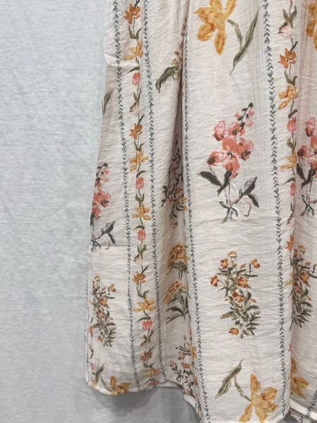 Yellow Floral Fluted Sleeve Dress