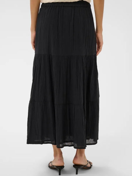 Black Tiered Maxi Skirt By Saint Tropez