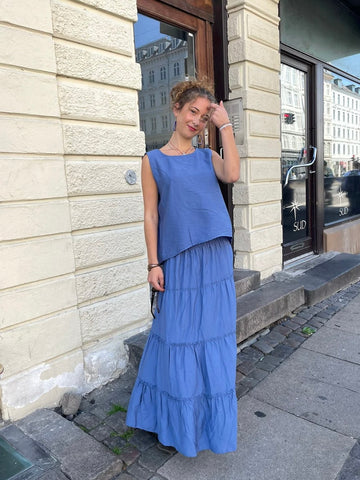 Colbalt Blue Tiered Maxi Skirt