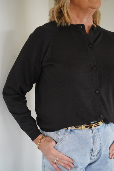 Black Lurex Knitted Cardigan by B Young