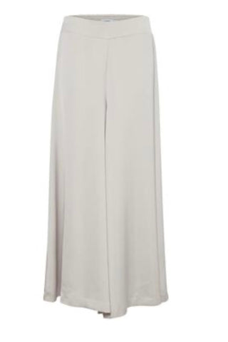 Taupe Satin Wide Leg Trousers by B Young