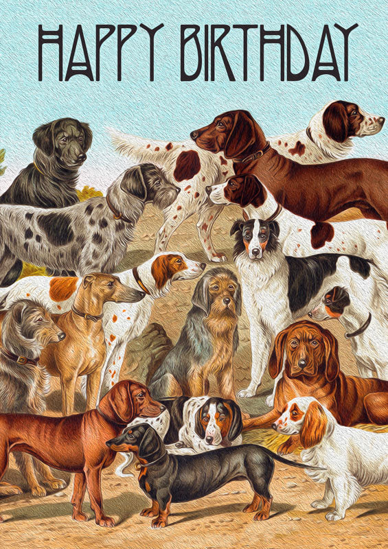 Happy Birthday Dogs Blank Card by Madame Treacle