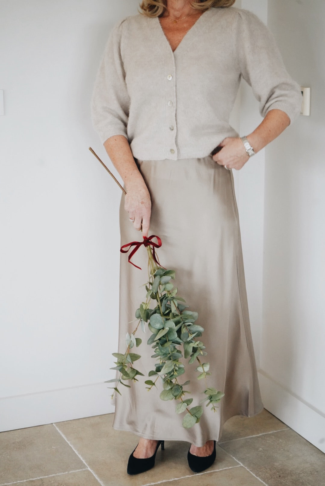 Champagne Satin Maxi Skirt By Saint Tropez