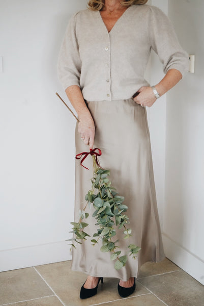 Champagne Satin Maxi Skirt By Saint Tropez