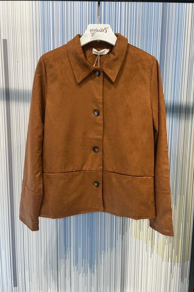 Camel Faux Suede Cropped Jacket