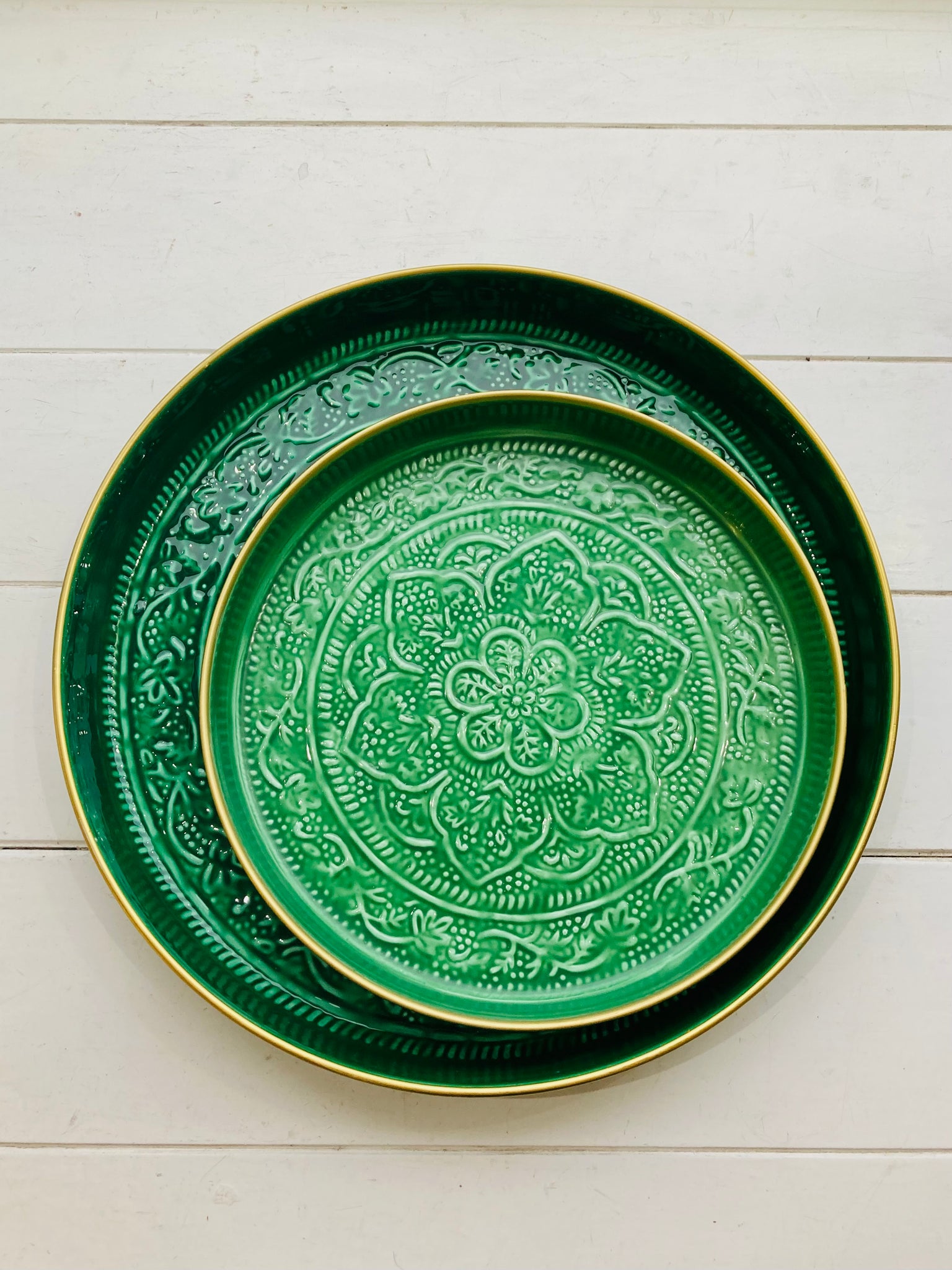 Emerald Green Metal Berbere Tray Large