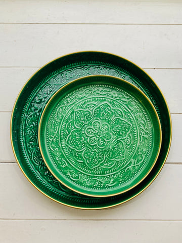 Emerald Green Metal Berbere Tray Large