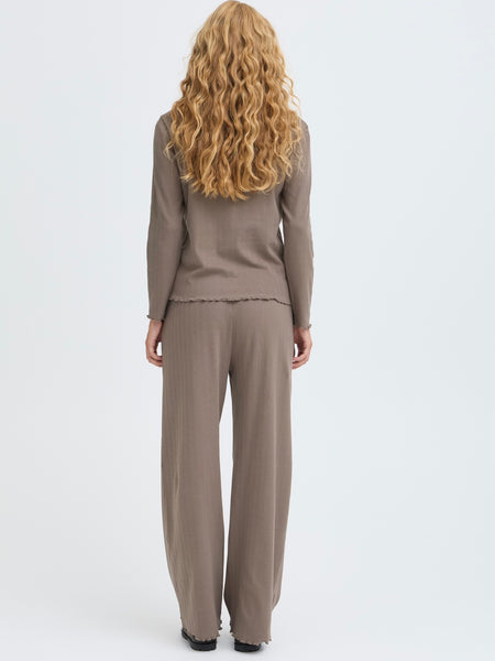 Taupe Pointelle Pyjama Set by B Young