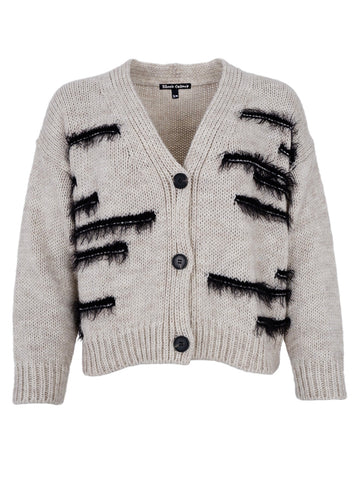 Beige Cardi Black Fringe Detail by Black Colour