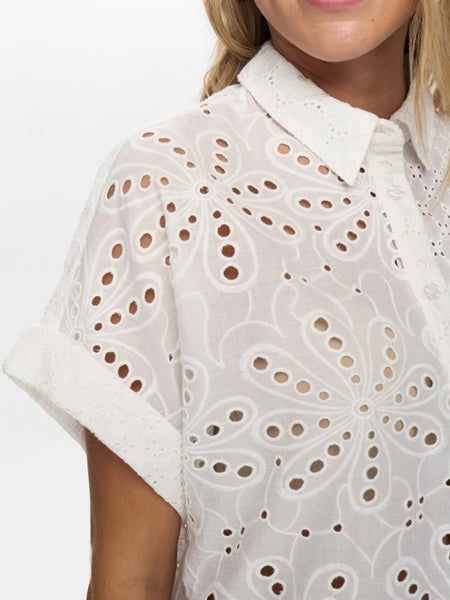 White Embroidery Anglaise Blouse by Numph